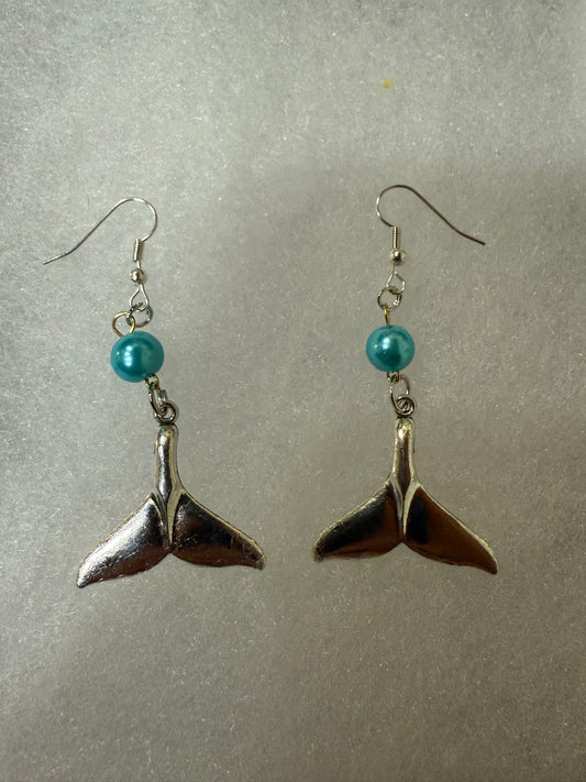 Whale tails with blue beads