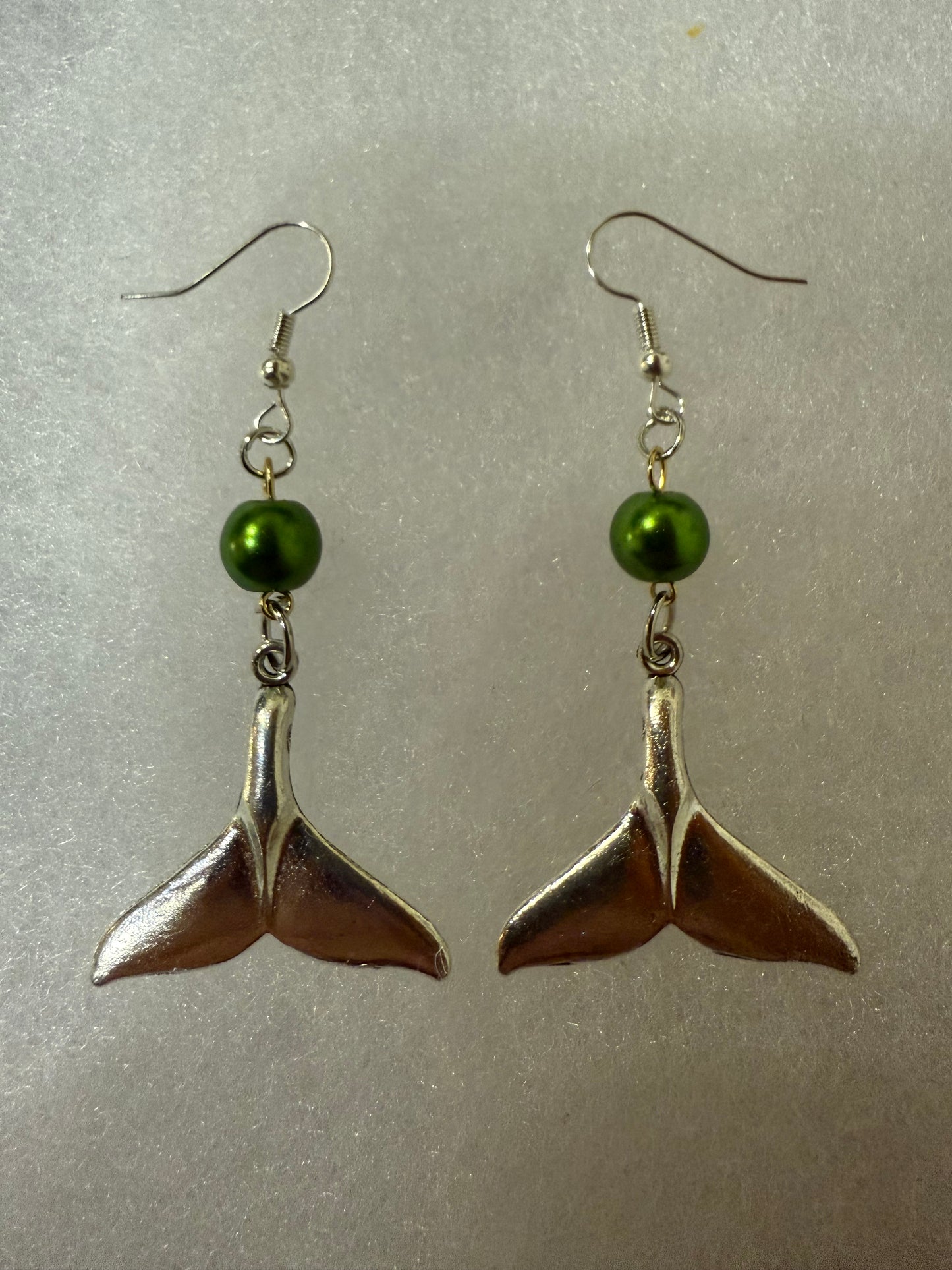 Whale tails with green beads